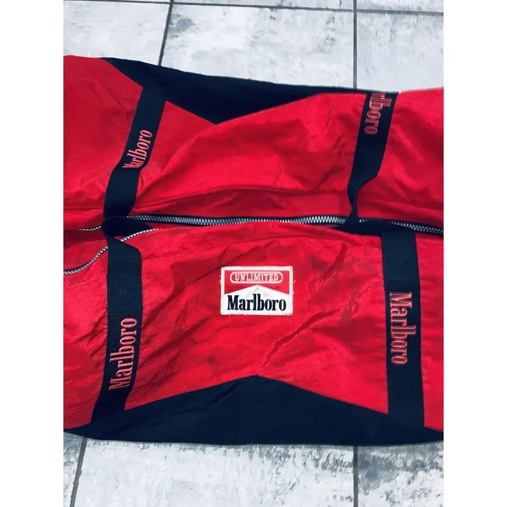 VINTAGE Marlboro Unlimited XL Large Rolling Duffle Bag w/ Wheels Hard Bottom